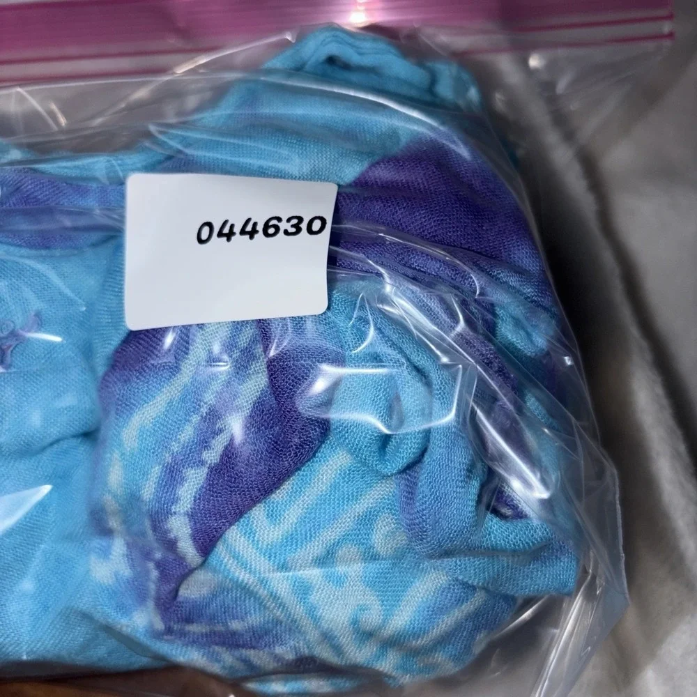 Vintage Sarong 90s Hand dyed Beach Wrap Boho Starfish‎ Ocean Motif Minor Flaws